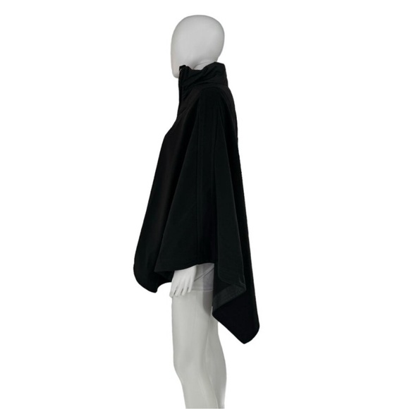 TUCKERNUCK Black High Neck Collared Poncho One Size Lagenlook Classic Minimalist - Picture 3 of 5